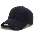 Men's navy blue cotton baseball cap for outdoor sports with side logo embroidery - Navy Blue