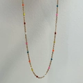 18k gold plated stainless steel necklace featuring colorful miniature enamel beads - Colorful