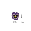 Macro shot of purple pansy flower brooch with size data 2.5cm by 2.4cm and weight 7.1g - Purple Pansy (C1296)
