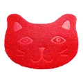 Red cat-shaped PVC litter mat with non-slip wire loop texture for pets - Cat / Red
