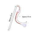 Interactive cat wand toy with red flexible tube, white feathers, and bell, length 55cm - Red Tube Feather Cat Teaser