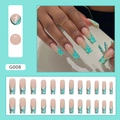 Unghie finte lunghe a bara con motivo zebrato verde e bianco e design French tip - G008 Righe Zebra Verde Bianco (G008)