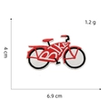 Embroidered red bike patch for clothing and bags measuring 6.9cm x 4cm on white background - Red Series Patch 14#-Bicycle