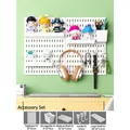 Wall-mounted white pegboard set with shelves and hooks for desk organization - Wall White 42x30 Set 2 / White