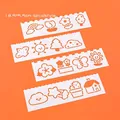 4er-Set weiße Cartoon-Weihnachtsschablonen für DIY-Scrapbooking und Zeichenvorlagen - Gestiger Himmel