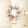 Red berry Christmas wreath with green leaves and faux snow frost, 50cm diameter size - Berry Green Leaf Wreath Large