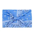 Close-up of light blue paisley sport headband with high-elasticity knitted fabric texture - Paisley Blue