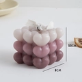 Purple gradient heart rubik's cube scented candle with ribbon, size 6x5.5cm - Gradient Brown (Blackberry Basil)