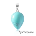 Water drop shaped synthetic turquoise pendant with black veining and silver metal hook - Turquoise