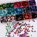 Scatola da 15 griglie con paillettes rotonde multicolori per cucito e decorazioni - 5mm (5g Per Scomparto) / Scatola 14