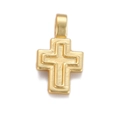 Hip hop gold plated cross pendant necklace with brushed metal finish and embossed texture - Brushed Relief Texture Cross