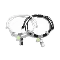 Set di bracciali regolabili per coppie con ciondoli a gatto neri e bianchi - Stile intrecciato con ciondolo gatto (5561902)