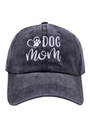 Dettaglio del ricamo DOG MOM su un berretto da baseball in cotone grigio antracite - Taglia unica / Nero