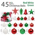 45pcs red, white, and green Christmas ball ornament set with stars and pinecones - 45 Christmas Balls (red Green And White)