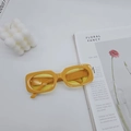 Retro small square frame sunglasses in vibrant yellow finish with matching tinted lenses - Yellow