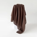 Brown pleated square scarf for women with rippled texture on a white display block - Brown
