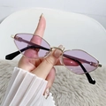Chic geometric diamond cat-eye sunglasses with gold metal frame and purple lenses - Gold Frame Transparent Purple Lens