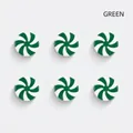 Green and white spiral candy Christmas ornaments in a six-piece set for holiday decor - 2.4cm / Green