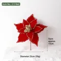 Fiore di stella di Natale in velluto rosso con glitter dorati decorativo - Tipo 213-Rosso / Diametro 25cm