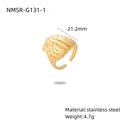 Golden seashell adjustable ring in stainless steel with a minimalist 21.2mm design - Shell Open Ring (NMSR-G131-1)