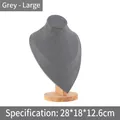 Large grey velvet and wood neck bust display stand for necklaces and pendants - Small / Dark Gray