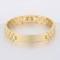 Goudkleurige roestvrijstalen horlogeband stijl armband met een vlakke ID-plaat - 19.5cm / 10mm Goud (KB136746-WGSF)