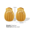 Elegant gold drop earrings in stainless steel with textured stripes, size 13mm by 9.6mm - Striped Waterdrop Style (EH227) / Gold