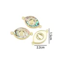 Gouden Maagd Maria sieraden connectoren in oogvorm met gekleurde schelp en kristallen - Oog Dubbele Lus Stijl B / 2.2x1.5cm