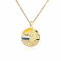 Collier doré 18K avec pendentif aigle en émail et détails en zircons brillants - Relief Tête d'Aigle Or