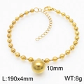 Golden stainless steel bead chain bracelet with a 10mm center bead and lobster clasp - 10mm Gold Bracelet (KB167259-Z)
