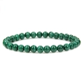6mm Naturstein Malachit Armband für Damen mit runden Perlen und grüner Bänderung - Grüner Pfauenstein