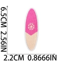 Detailed view of surf board embroidery patch with dimensions in pink and beige - Pink Surfboard