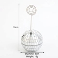 Segnaposto a forma di palla stroboscopica argentata da 10cm per decorazione di matrimoni - Sfera con Clip / Supporto per Sfera a Specchio Argento da 5cm