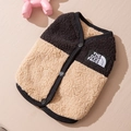 Cute cartoon dog hoodie in brown colorblock fleece with button closure for small pets - S (Recommended weight 1.5-2.5kg) / Brown Fleece Coat