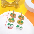 Three-layer stacked pumpkin clay drop earrings for Halloween in orange and white colors - Triple Pumpkin Stud