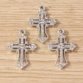 Glitzernde silberne Strass-Kreuz-Anhänger für DIY-Schmuckherstellung und Schlüsselanhänger - 10er Pack / Silber