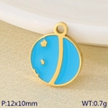 Gold celestial round charm with blue enamel moon and star for DIY jewelry - Light Blue Enamel Moon Planet Style (KLJ9585-ZLA)