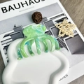 Teal green marble pattern hair claw clip on art magazine with elegant decor - Pumpkin Claw 10cm-Gradient Blue