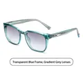 Men's square sunglasses with transparent blue frame and gradient gray lenses - Transparent Blue Frame / Gradient Grey Lenses