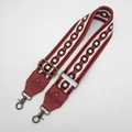 Adjustable wide replacement bag strap in red, black, and white woven geometric pattern - Antique Bronze Hook / No.24 Wine Red Leather
