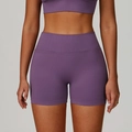 Lila nahtlose Yoga-Shorts mit hoher Taille, geripptem Stoff und sportlicher Passform - S / Nebelviolett