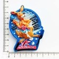 Blue resin Australia kangaroo fridge magnet featuring Mother Roo giving Joey a bath - Kangaroo