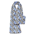 Bavoir imperméable pour seniors avec motif de feuilles de palmier bleues et oranges - Fleurs Élégantes A03