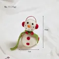 Handmade wool felt snowman ornament with green scarf and red earmuffs, size 14cm x 7cm - Style 11-Mini Felt Snowman Hanging Ornament (14cm)