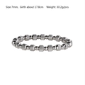 Detail of 7mm sparkling textured silver stainless steel beaded elastic bracelet - 7mm
