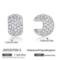 Klassieke C-vormige roestvrijstalen oorbellen met strass-steentjes van 1,32 cm hoog - Zilveren Geplaveide Zirconia Oorklem (JDE0307050-S)