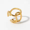 Minimalistischer vergoldeter überkreuzter offener Ring mit polierter Metalloberfläche - Gold (KB661)
