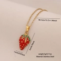 Collier en acier inoxydable doré avec pendentif fraise rouge et détails de taille - 3# Fraise