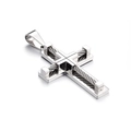 Pendentif croix vintage hip-hop en acier poli avec détails de câble en acier torsadé - Avec Chaîne Torsadée / Couleur Acier (KP55887-K)