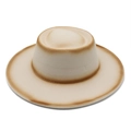 Retro gradient felt fedora hat in beige with burnt edge design and wide brim - M (56-58cm) / Beige